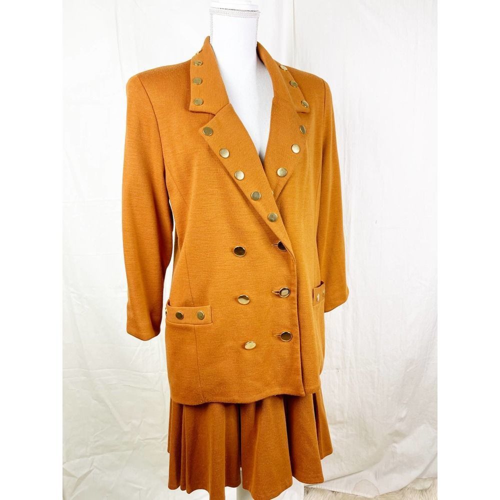 Vintage 1980's Lillie Rubin Studded Wool Knit Skirt and Blazer Suit - Picture 1 of 10